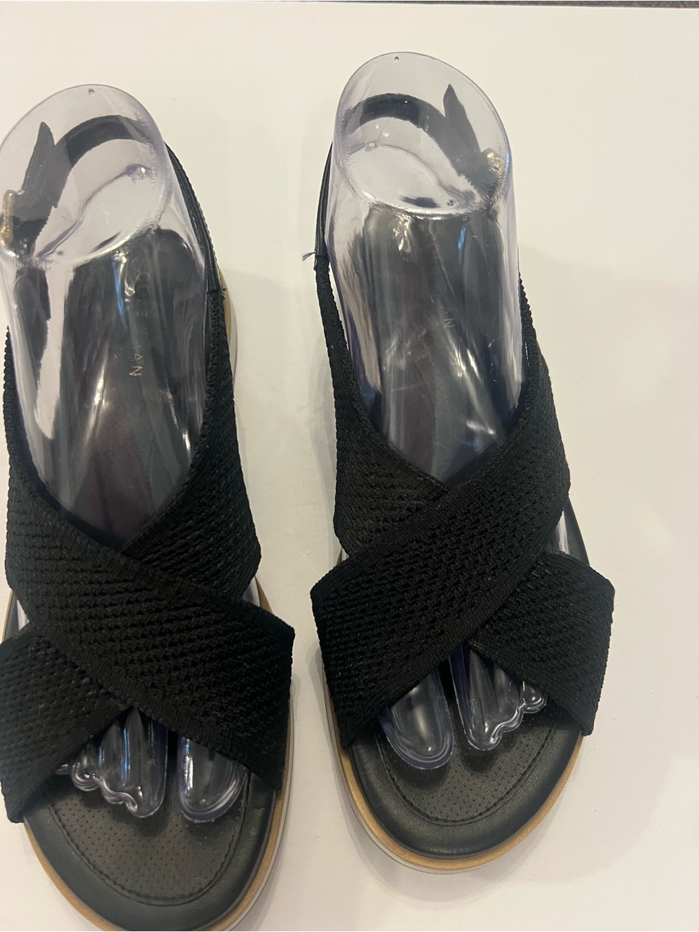 Cole Haan Black Crisscross Knit Slide Sandals
